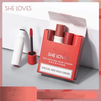 

SHELOVES Matte Lip Glaze Non-fading Waterproof Female Student Tobacco Lipstick Set Lipstick
