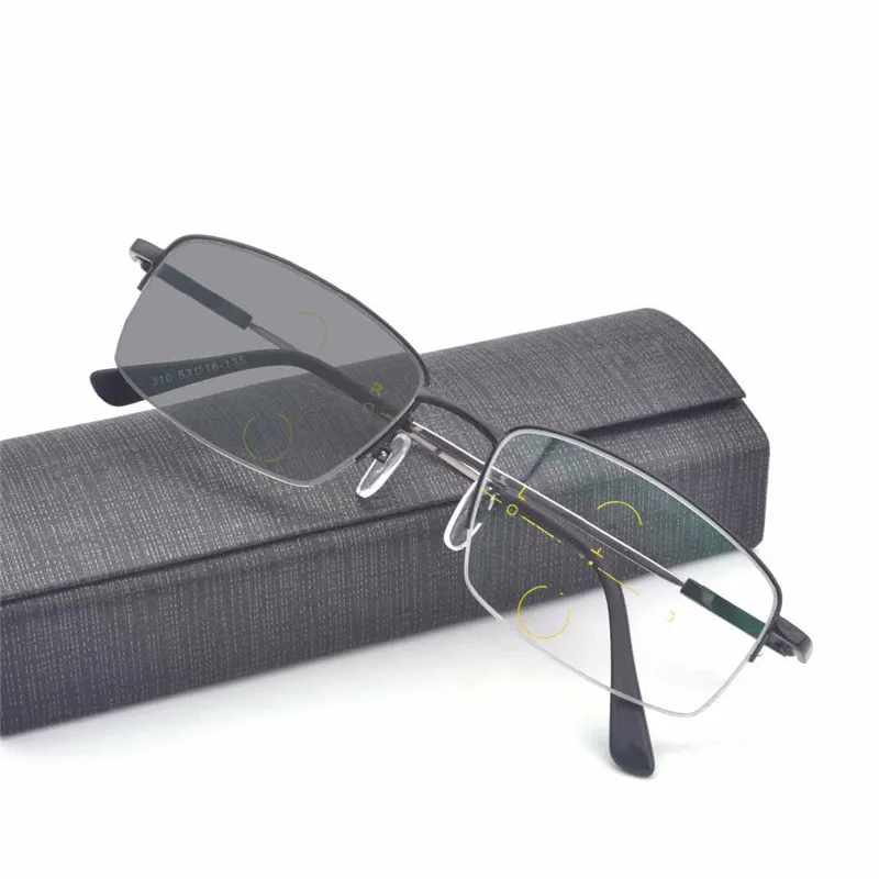 Новые солнечные фотохромные мульти-фокус прогрессивные очки для чтения для мужчин диоптрий дальнозоркости мужские очки+ 1,0 с коробкой NX - Цвет оправы: black