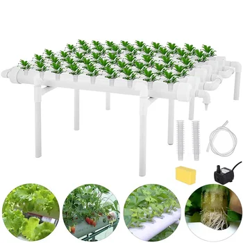 

New 54 Holes Hydroponic Piping Site Grow Kit Deep Water Culture Planting Box Gardening System Nursery Pot Hydroponic Rack 220V