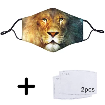 

Animal Tiger Lion Wolf 3D Face Mask Mouth PM2.5 Filter Reusable Anti Dust Dustproof Half Bacteria Proof Flu Masks