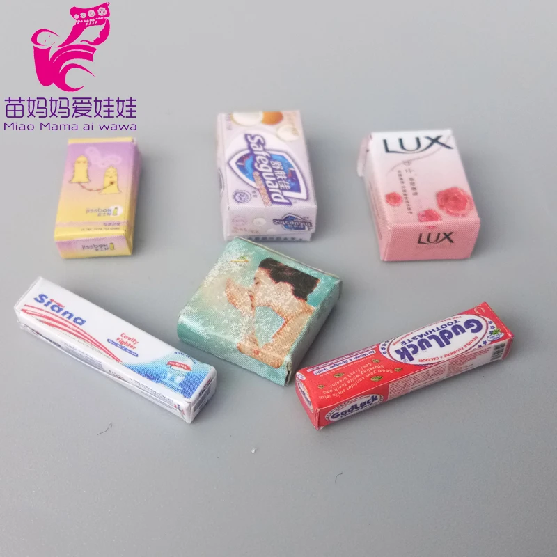 mini Toothpaste toothbrush Daily wash paper soap mask doll house diy decoration stationery for barbie blythe 1/8 1/12 doll 19