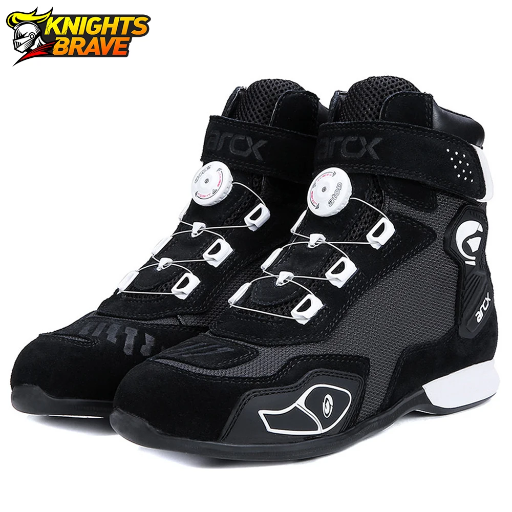 Motorcycle Boots Breathable Botas De Moto Men Moto Riding Boots Motorbike Chopper Cruiser Touring Ankle Shoes Black