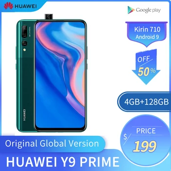 Перейти на Алиэкспресс и купить Оригинальный мобильный телефон HUAWEI Y9 Prime, 4G RAM, 128 ГБ ROM, Kirin710, смартфон, экран 6,59 дюймов, мобильный телефон, поддержка Google Play