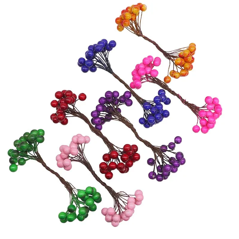 

40pcs Mini Artificial Flowers Foam Berries Stamen Fake Fruit Glass Flower Bouquet For Wedding Home Decor DIY Scrapbooking Wreath