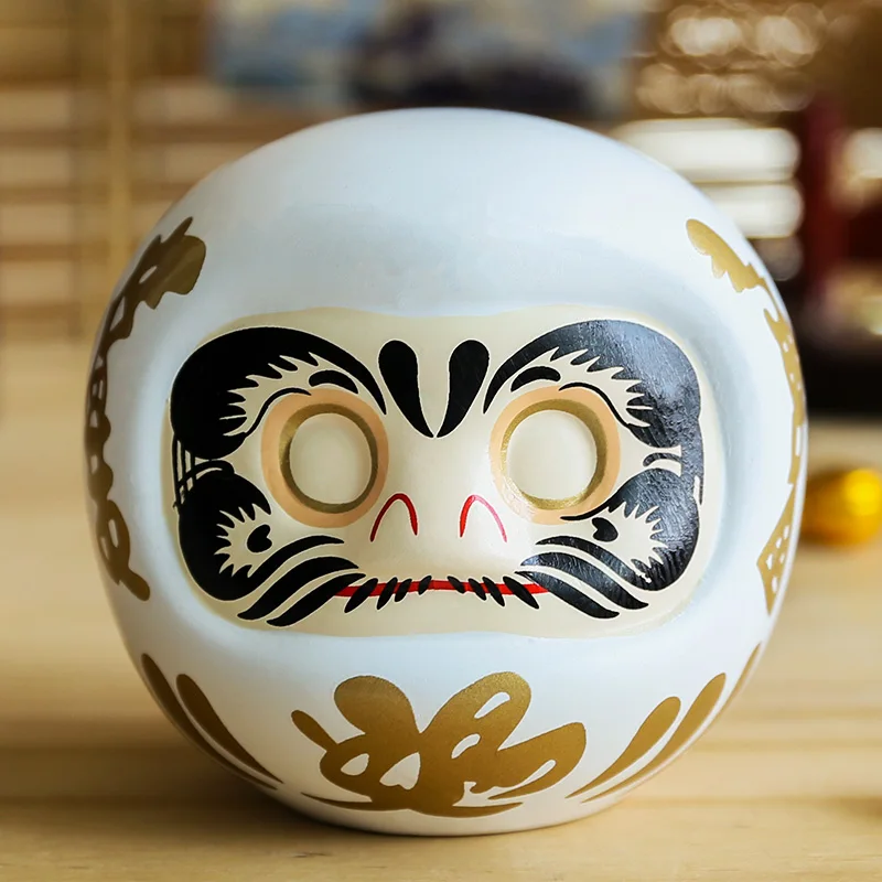 Japanese Ceramic Daruma Statue, Lucky Charm, Zen Ornament, Fengshui Figurine, Money Box, Home Tabletop Decoration, Gifts, 4 5