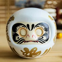 Japanese Ceramic Daruma Statue, Lucky Charm, Zen Ornament, Fengshui Figurine, Money Box, Home Tabletop Decoration, Gifts, 4" 5