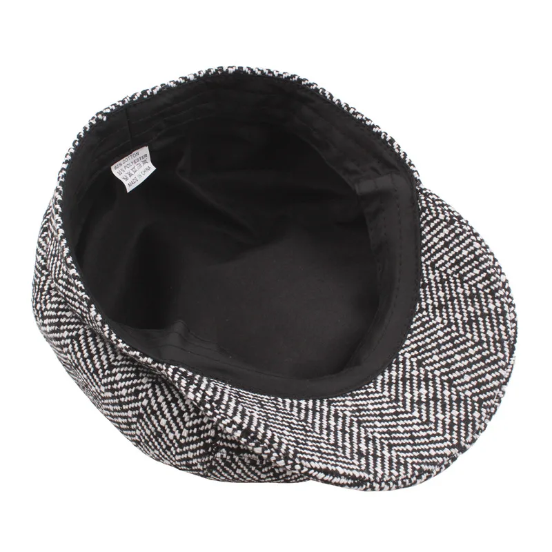 Шерстяные кепки Newsboy, мужские серые шапки с узором в елочку на плоской подошве, женские шапки кофейного цвета для британских художников, осенне-зимние шапки и шапки