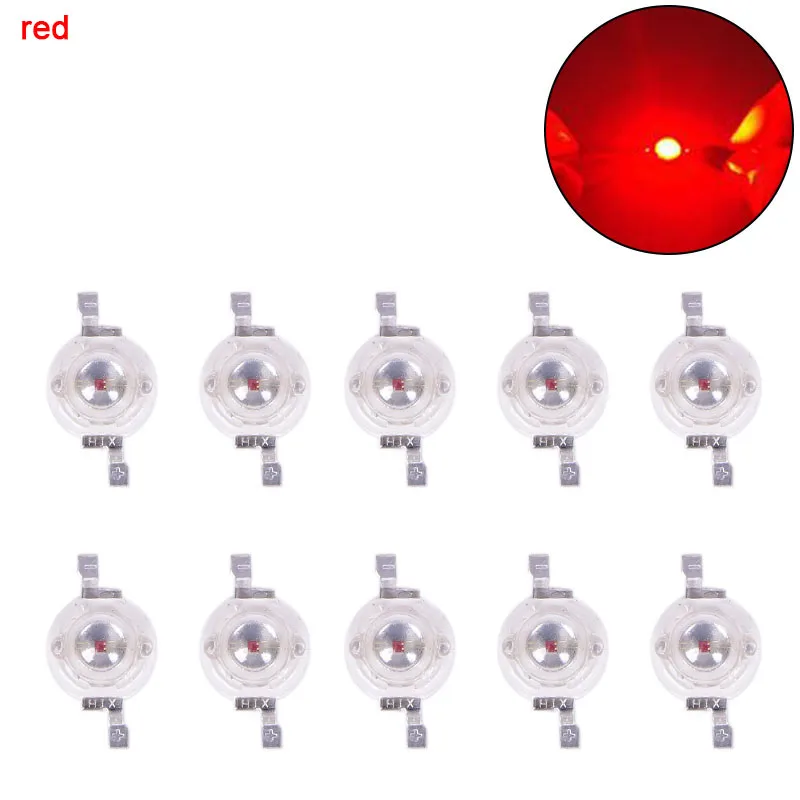 10 шт 1 Вт высокой мощности-Мощность Светодиодный лампа диоды для подавления переходных скачков напряжения подсветка светильники бисера высокого Мощность бусинковые лампы - Испускаемый цвет: red