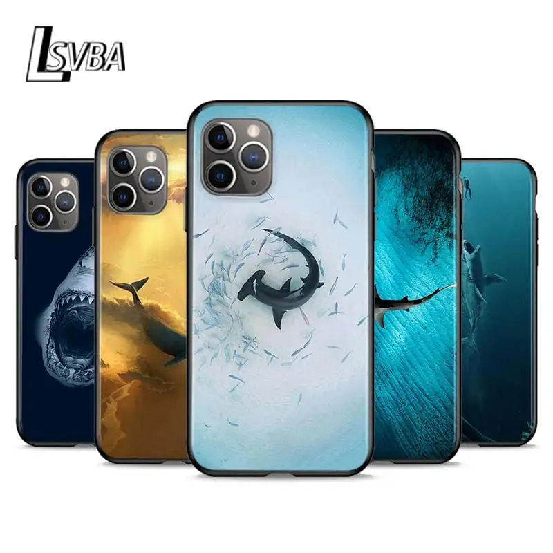 

Ocean Whale Sharks Phone Case For Apple iPhone 14 13 12 11 SE XS XR X 7 8 mini Plus Pro MAX 2020 Black Soft FUnda