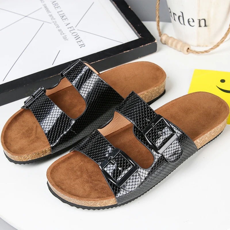 

Women's Summer Open Toe Comfy Snakeskin Pattern Sandals Premium Orthopedic Low Heels Walking Sandals Zapatos De Mujer 12 Colours