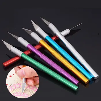 

Metal Handle Scalpel Blade Wood Paper Cutter Craft Pen Engraving Cutting Supplies Stationery Knife Nut Type Blade Change Method