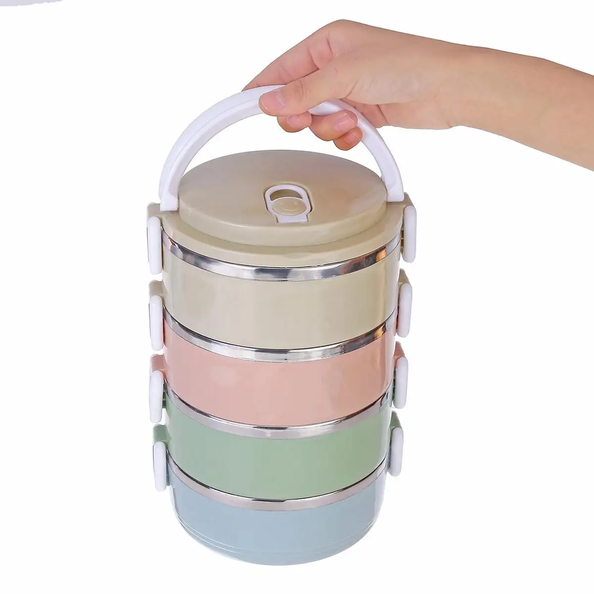 Для нового IPad 2/3/4 слоя Нержавеющая сталь контейнер для завтрака портативный Коробки для обедов герметичный контейнер для ланча, крепится на ручку коляски, Еда мешков контейнеров