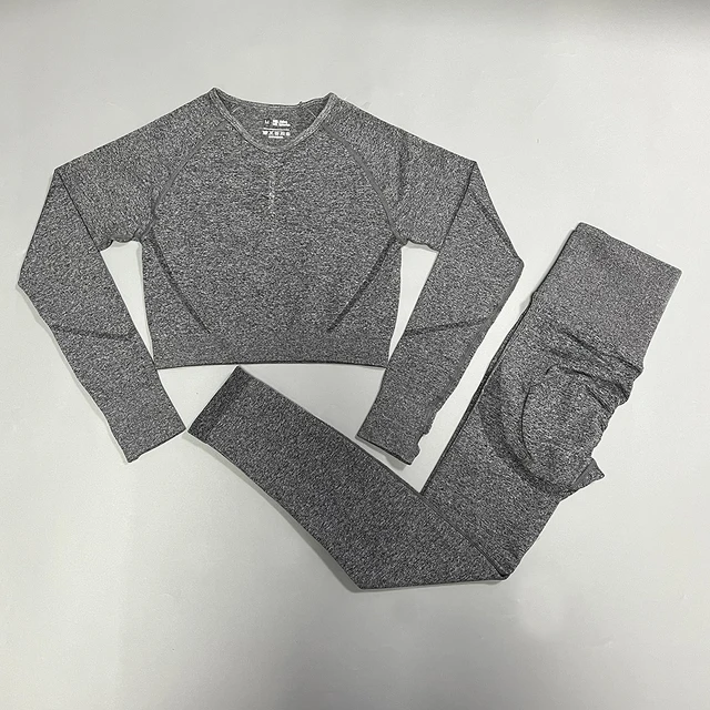 Seamless Women Yoga Set High Waist Yoga Pants Gym Clothing Women Sportswear Sport Shorts Sports T-shirt Workout Gym Set 2Pcs Set Darkgray