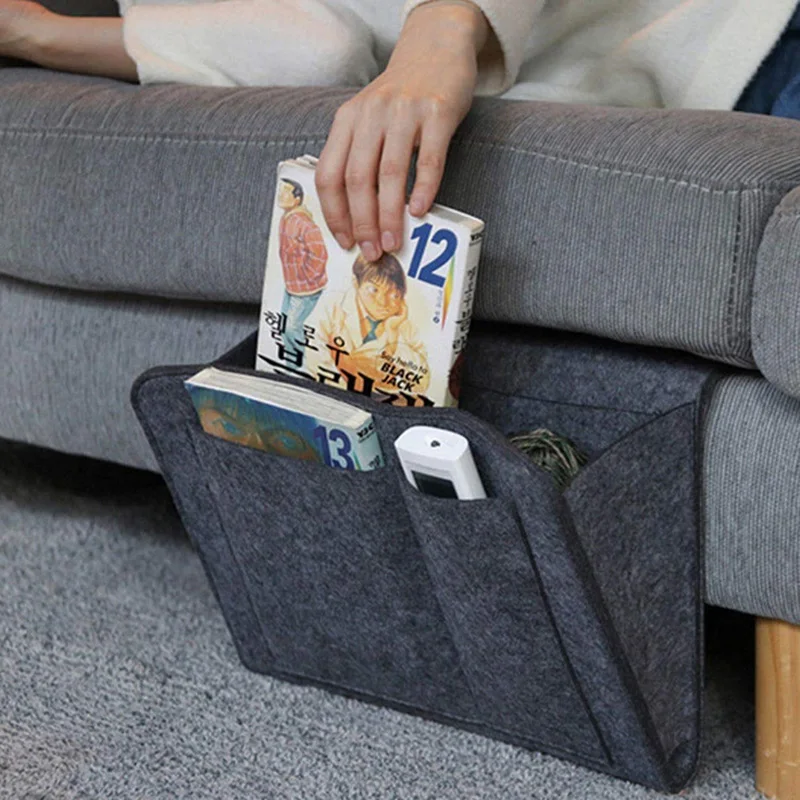 

Felt Bedside Storage Organizer Anti-slip Bedside Bag Bed Sofa Side Hanging Couch Storage Remote Control Bed Holder Pockets