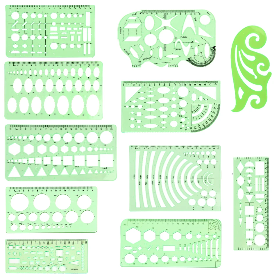 

LMDZ 11 шт геометрические рисунки шаблоны измерительные линейки Пластиковые мерные шаблоны для офиса и школы чертежи