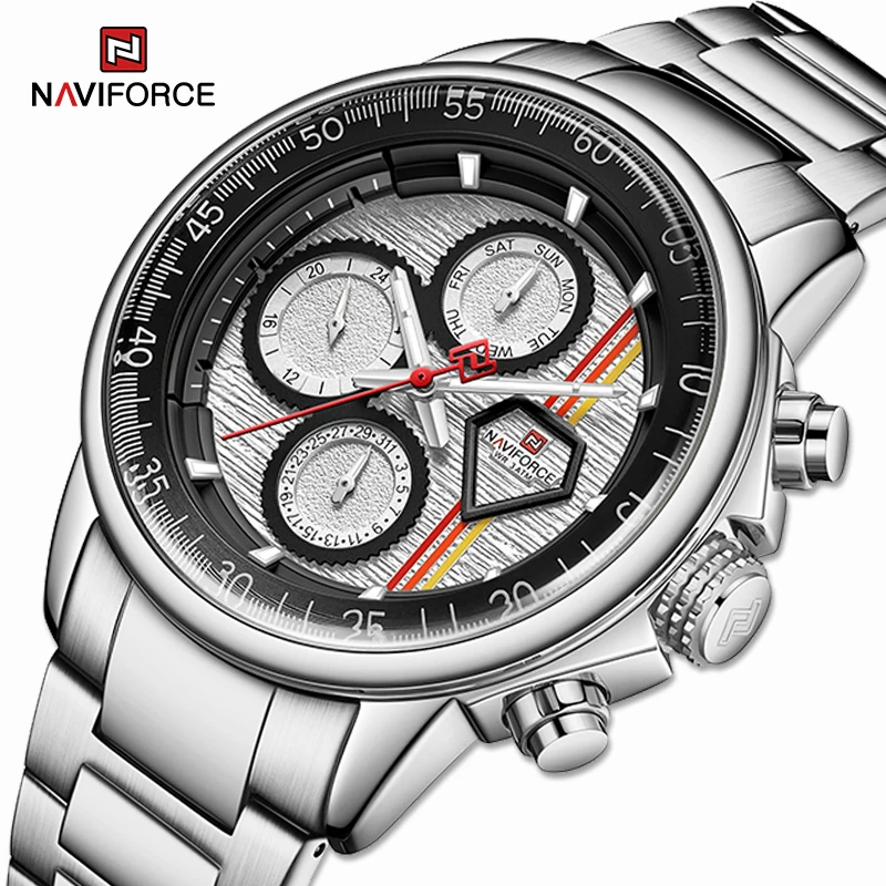 Часы наручные NAVIFORCE Мужские кварцевые роскошные брендовые многофункциональные