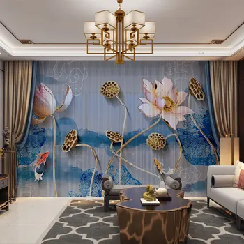 

3D Customized Photo Home Decoration Curtains Natural Drape Panel Sheer Tulle Curtains for Living Room Bedroom French Window