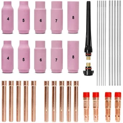 Ensemble d'accessoires de soudage TIG, manchons d'adaptateur + boîtier + buses en céramique + électrodes en tungstène pour torche de soudage TIG WP 26 