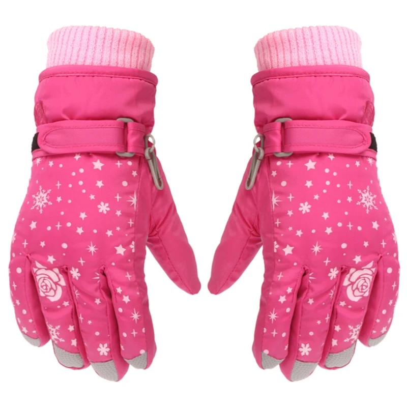 67JC Children Skiing Cycling Gloves Thick Warm Mittens Waterproof Windproof Outdoor Sports Snowboard Gloves for Kids
