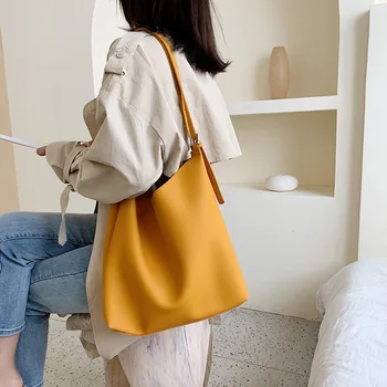 

NEW 2019 Bags for Women New Tide Fashion Casual Tote Wild Shoulder and Messenger Bag Bucket Handbags Portable Solid Handbag