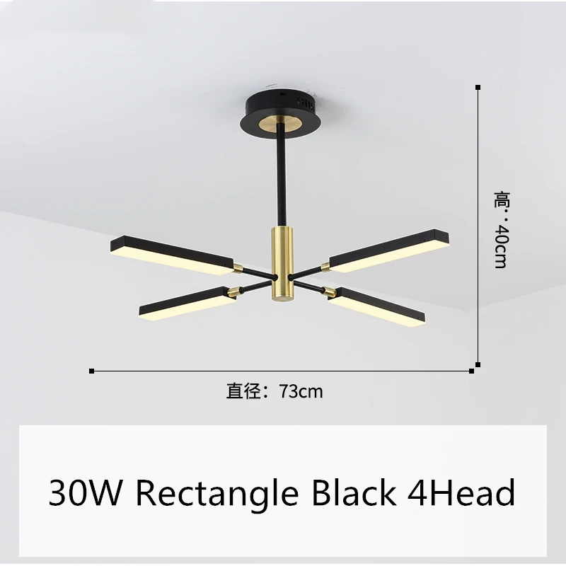 Rectangle Black 4 Современная люстра в скандинавском стиле, светильник ing, светодиодная лампа, промышленные потолочные люстры, светильник ing для гостиной, спальни, светильник 110V220V - Цвет абажура: Rectangle Black 4