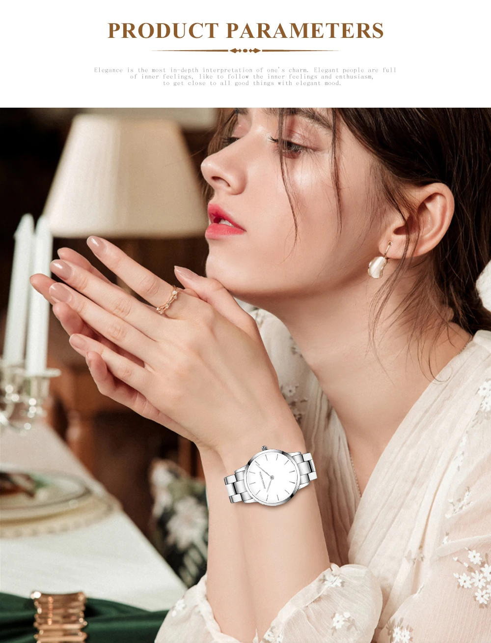 2021 NEW Japan Quartz Pearl Oyster Jade Stone White Shell Waterproof Ladies Full Stainless Steel Classic Wrist Watches for Women