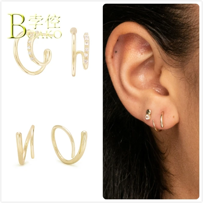 925 пробы, серебряные серьги в стиле панк для женщин, золотые серьги в форме линии Твистер, серьги для девушек, серьги в форме кости, мужские геометрические серьги В5