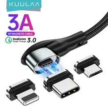 Kuulaa carregador magnético cabo usb tipo c micro cabo de carga para iphone 12 11 samsung huawei xiaomi cabo de carregamento rápido cabo usb cabo cabo