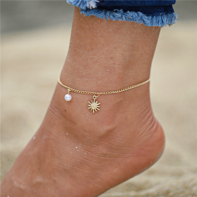 Gold Butterfly Anklets For Women Fashion Siilver Color Beads Anklet Summer Beach Ankle Bracelet Foot Chain Jewelry