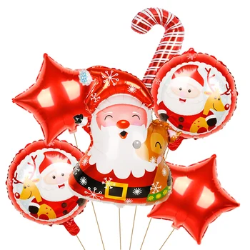 

7pcs/lot Navidad Merry Christmas Foil Balloons Santa Clause Snowman Deer New Year star Globos Xmas Party Decorations For Home