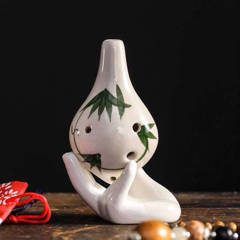 

Ocarina 6 Holes Bamboo Leaves Pattern AC Key Musical Instrument For Beginner Learning ENA88