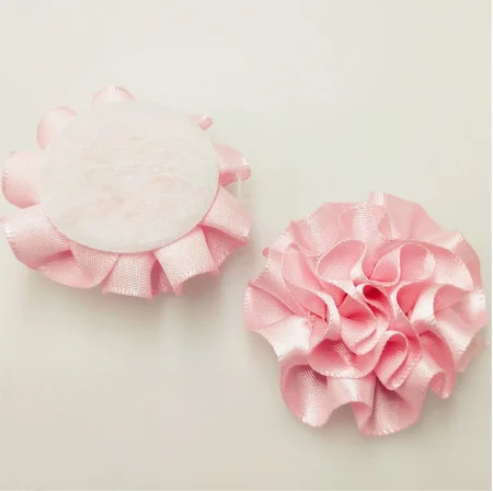 PINK 11 цветов " 11 шт сложенные тканевые цветы diy атласная лента капуста стиль слоеные цветы для головных уборов одежды цветочные аксессуары - Цвет: PINK