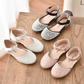 

Children girls shoes Girls pear bead Shoes Flat princess Shoes 21-30 Half sandals MQ5182 TX07