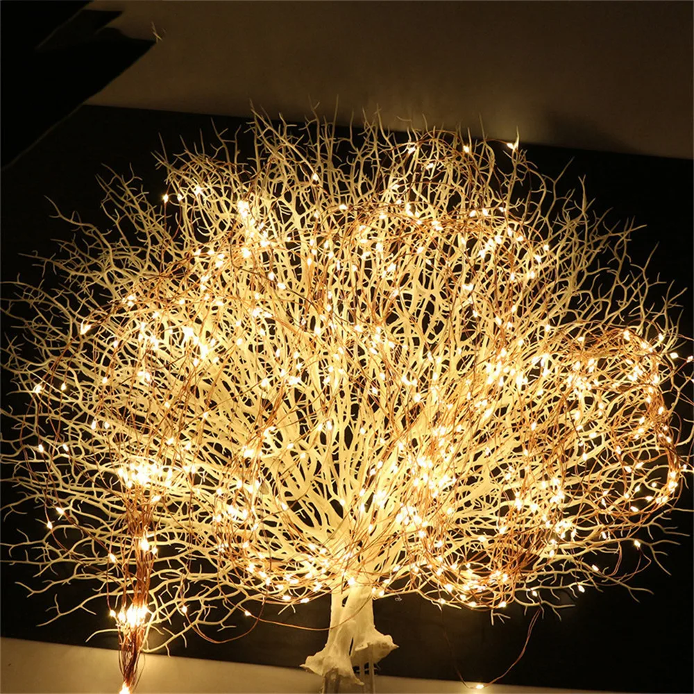 

10X2M 200 LED Copper wire Fairy String Lights LED Vines Branch lights for Christmas Tree Party Decor with DC 3V 2A Adapter