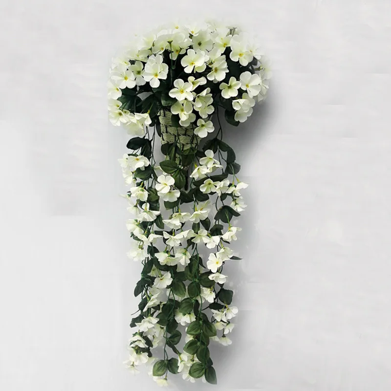 Новое Фиолетовое искусственное цветочное украшение имитация настенная корзинка Цветок Орхидея, цветы из шелка длинная лоза - Цвет: five-petal bouquet