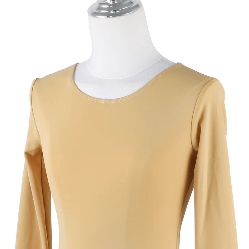 Figure Skating Training Suit Girl Undercoat Woman Thermal Coat Skin Color Khaki