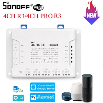 

Sonoff 4CH R3/PROR3 ITEAD 4 Channel Din Rail Mounting Smart Home Wireless WiFI Switch With Google Home Alexa IFTTT EweLink App