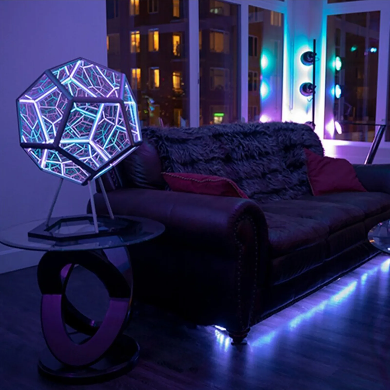 Christmas Infinite Dodecahedron Color Art Light Usb Charging Decorative Lamp Home Desktop Decoration Aesthetic Room Decor led table lamp,ornament crafts,three dimensional night lamp