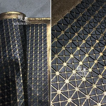 

Gold Chessboard pattern texture PVC Leather DIY Crafts Pattern patches Bags Space design Arts Designer Fabric