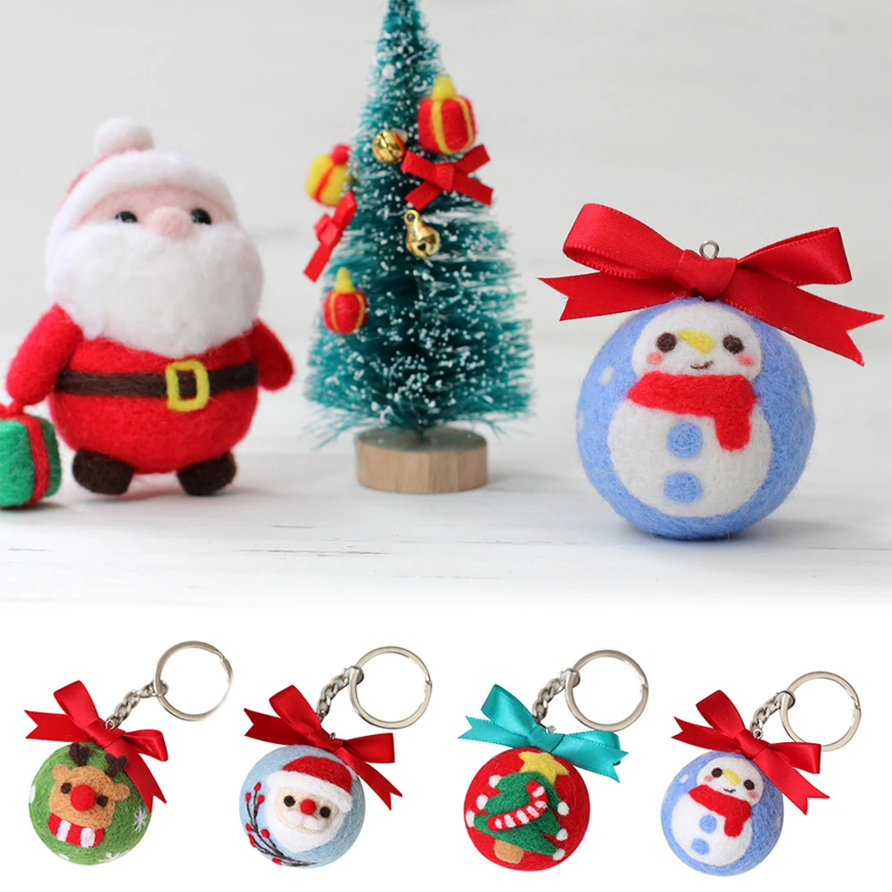 Diy羊毛フェルト素材バッグヘラジカ雪だるまクリスマスツリーウールフェルトメーカークリスマス手作りdiyのウールはクリスマスキーホルダー Diy Package Aliexpress