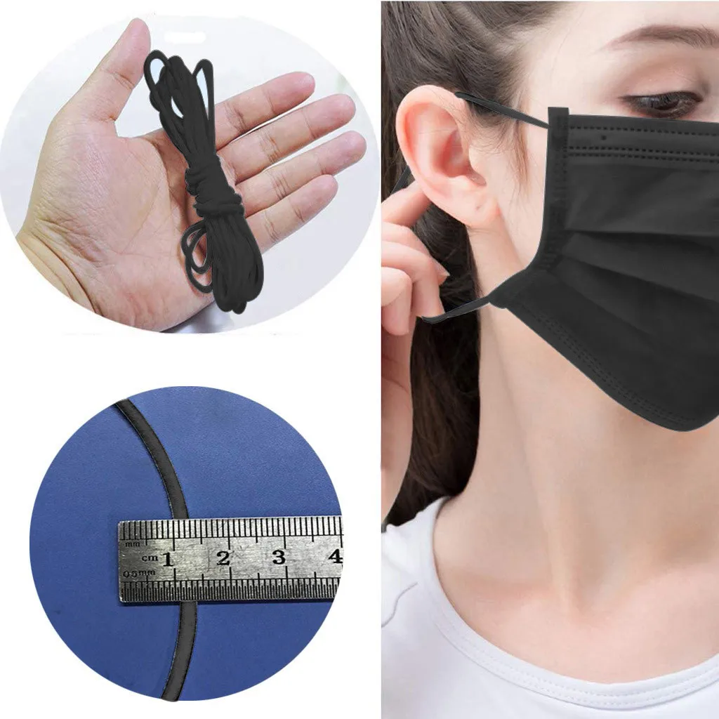 

10/50/100m Rubber For Mask With Bent Handmade Elastic Band Masks Rope Rubber DIY Masks Accessories Elastico para costura WH