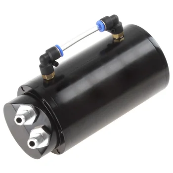 

New Round Billet Durable Aluminum 750ML Black Racing Engine Oil Catch Reservoir Tank / Can
