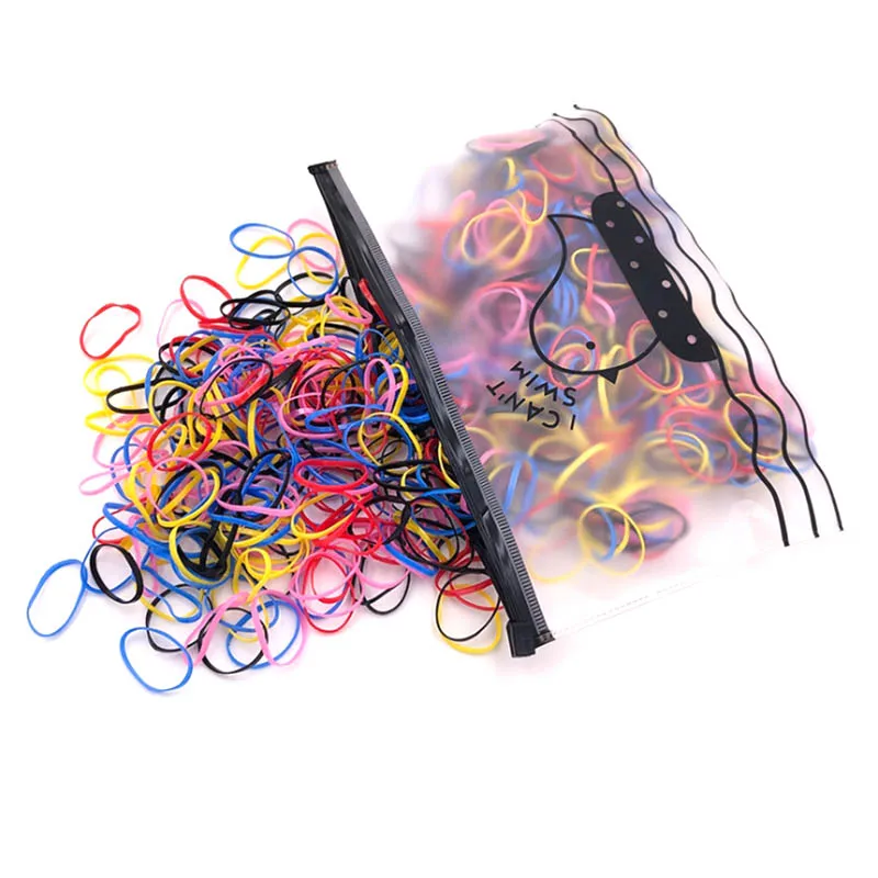 500pcs High Elastic Baby Kids Hair Accessories Disposable Rubber Bands Gum Scrunchie Hair Ties For Womens Girls Hair Band