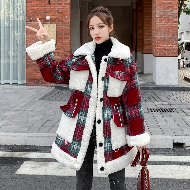 

[EWQ] 2020 Spring Short Coat For Womens Plaid Woolen Outerwear High-end Thick Wool Parka Student Jacket Female Casual Tops QZ208