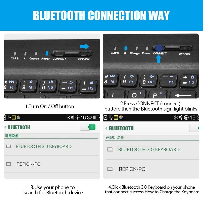 Беспроводная bluetooth-клавиатура кожаный чехол-подставка для телефонов IPhone Android
