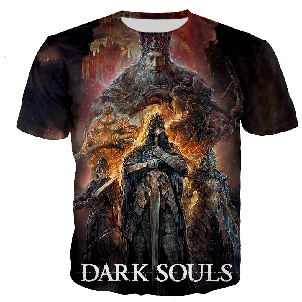 Футболка с 3D принтом Dark Souls для мужчин и женщин Повседневная Уличная одежда в