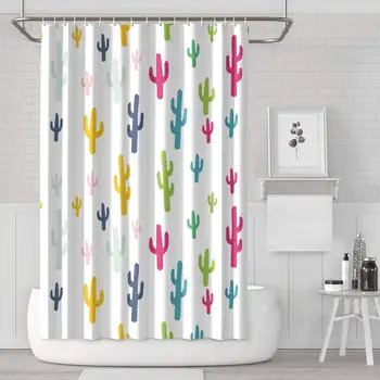 

Polyester Fabric Bathroom Shower Curtains Sweet Cactus Bath Curtains Set