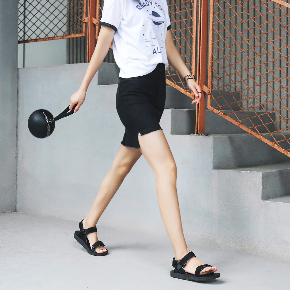 

2019 Summer New Style Europe And America Fashion Flat Velcro Horsehair Sandals Sandals Leopord Pattern WOMEN'S Shoes