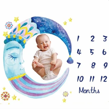 

Baby Swaddles Wrap Mileage Blankets Cute Cotton Printed Toddler Infant Birthday Photography Props Stroller Cover Bath Play Mat