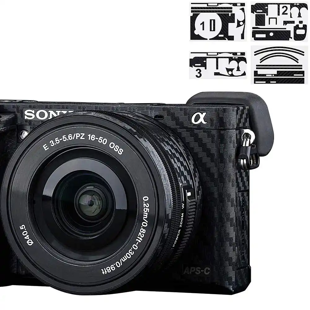Camera Lens Body Skin Carbon Fiber Film Sticker For Sony 7c c A6600 A6000 A6100 A6300 A6400 A6500 16 50mm 10 18 18 105 18 135 Camera Lcd Screen Aliexpress
